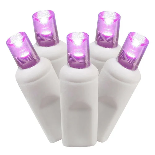 100 Purple LED Wide Angle Christmas Lights - 34 ft White Wire