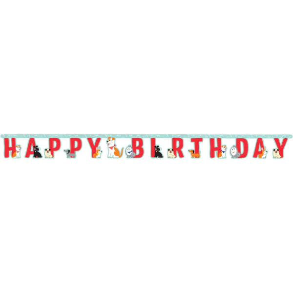 Dog Party Happy Birthday Banner