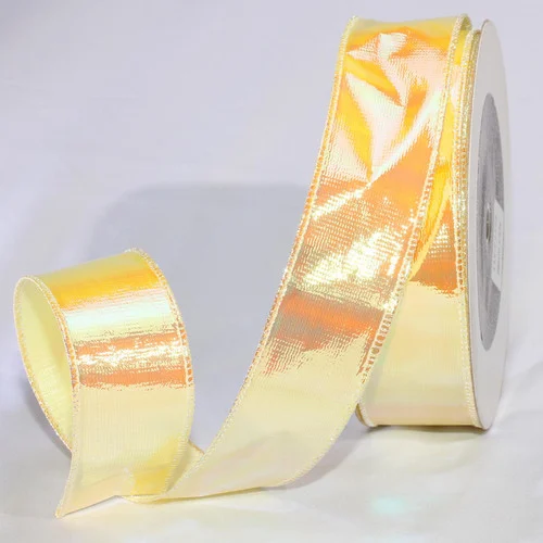 Yellow Contemporary Iridescent Wired Craft Ribbon 1.5" x 54 Yards
