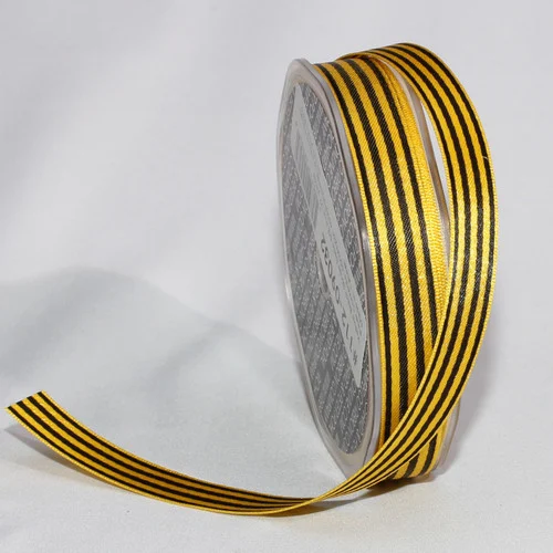 Yellow and Black Stripe Craft Ribbon 0.50" x 162 Yards