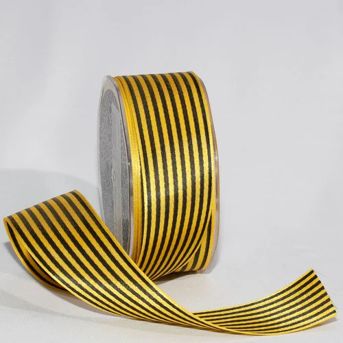 Yellow and Black Contemporary Striped Craft Ribbon 1.5" x 108 Yards