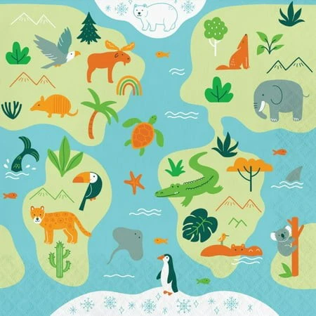 World Adventure Paper Lunch Napkins 16 per Pack