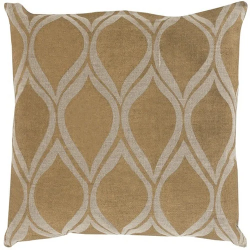 18" Gold and Brown Contemporary Square Throw Pillow - Down Filler