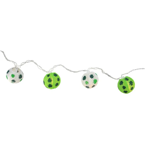 10 Green and White LED Irish Shamrock Novelty St. Patrick's Day Lights - 6 ft White Wire