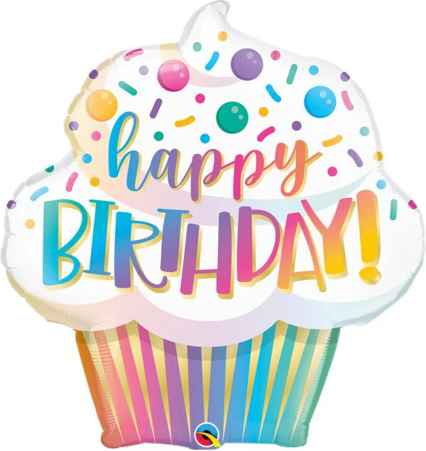 B007 31" Birthday Ombre Cupcake Foil Balloon