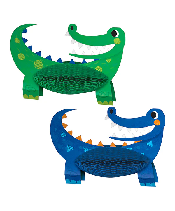 Alligator Birthday Party HC Shaped Centerpiece, Green & Blue