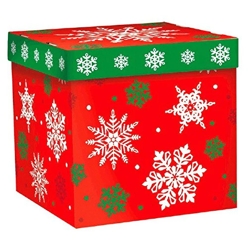 Very Merry Christmas Red & Green Snowflake Gift Box Party