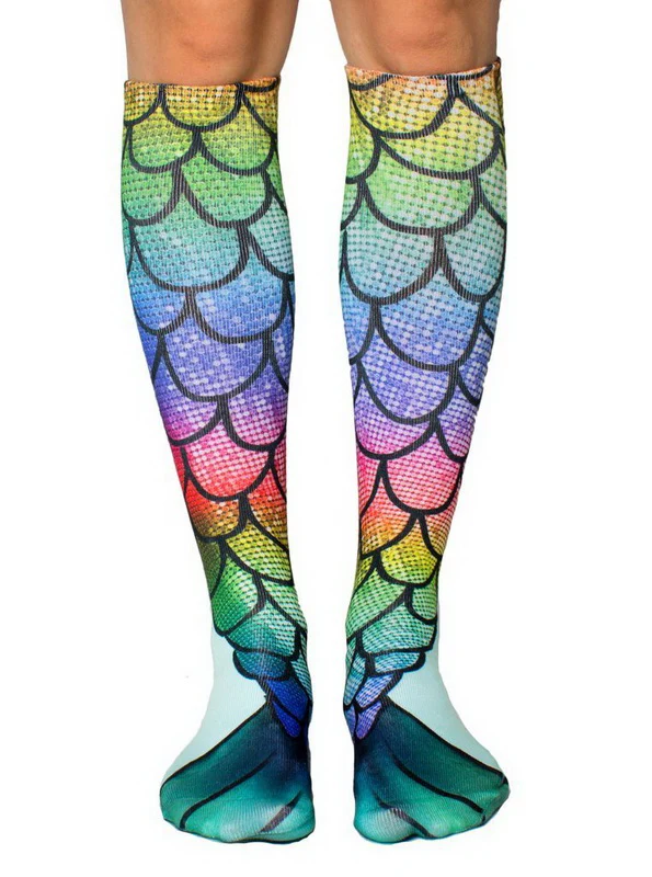 Mermaid Rainbow Knee-High Socks Unisex