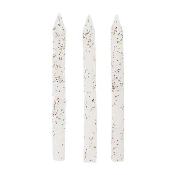 White and Glitter Spiral Birthday Candles24ct