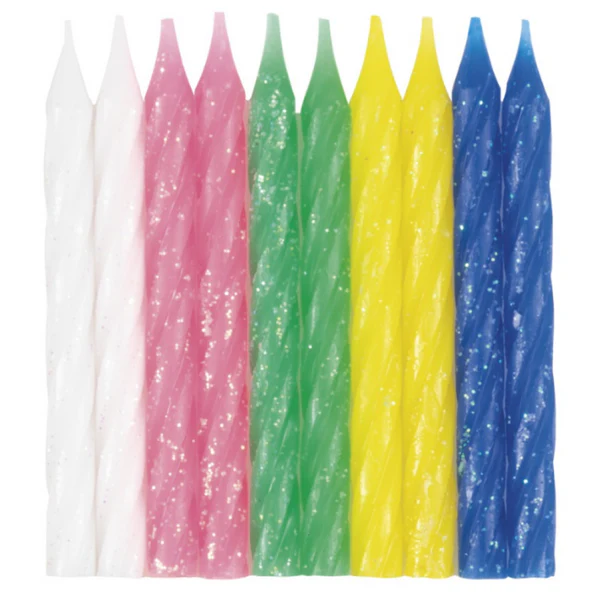 Spiral Glitter Birthday Candles - Assorted Colors20ct