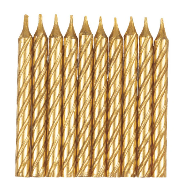 Gold Spiral Birthday Candles10ct