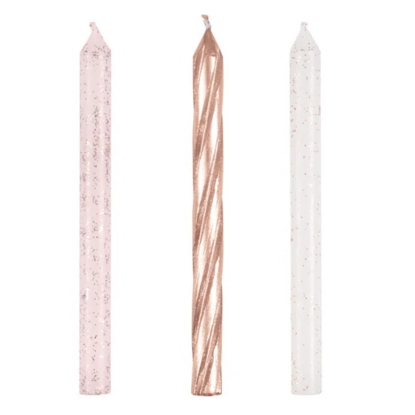 Rose Gold Glitter Spiral Birthday Candles24ct