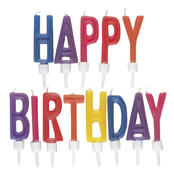 Happy Birthday Letter Candles in Holders