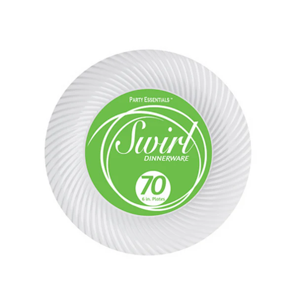 6" SWIRL PLATES – WHITE 70 CT.