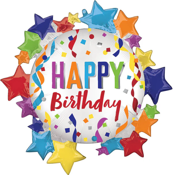 335 30" Satin Happy Birthday Star Foil Balloon
