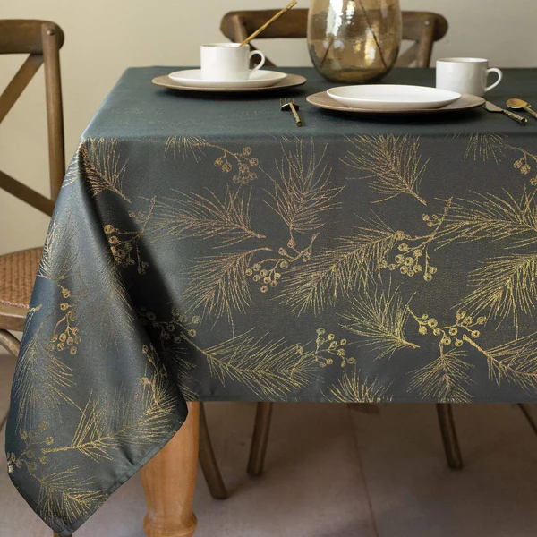 Gold Pine Metallic Fabric Table Cover