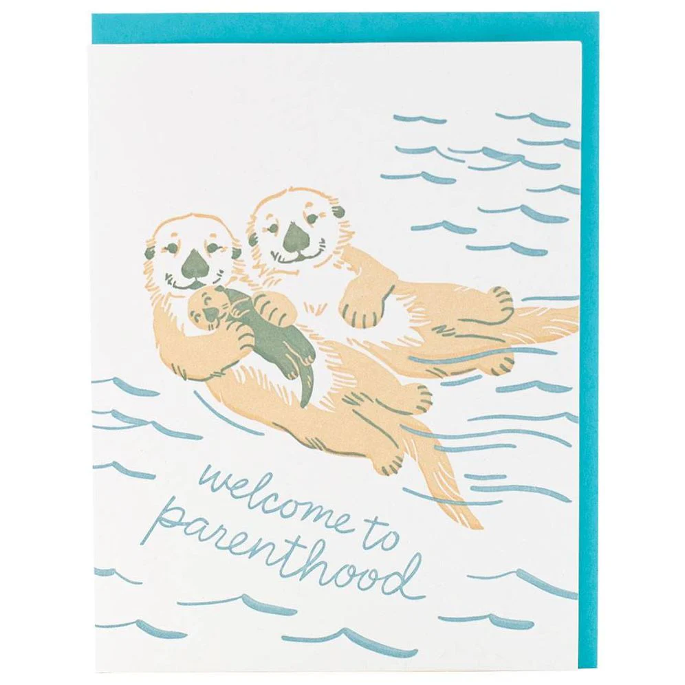 Otter Family Baby Card
