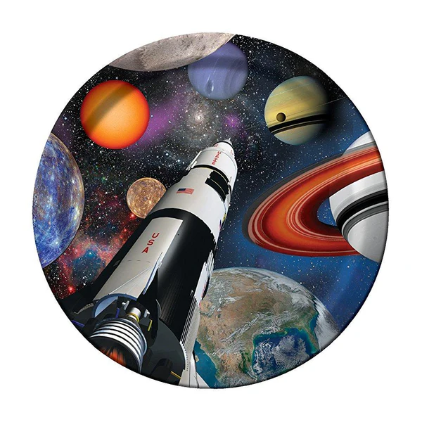 9 in. Outer Space Paper Lunch & Dinner Plates - 8 per Case - Case of 12