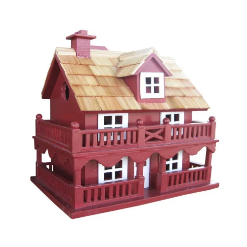10.75" Red and Brown New England Cottage Outdoor Garden Birdhouse
