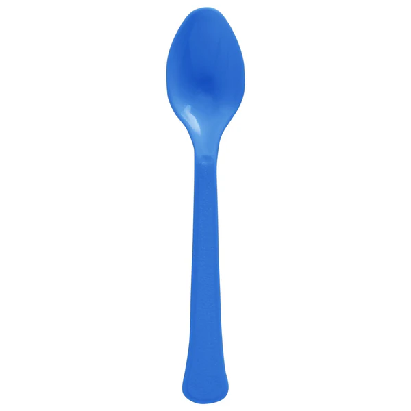 Reusable Plastic Spoons, Mid Ct. - Bright Royal Blue - 20 Count