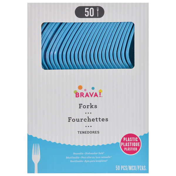 Reusable Plastic Forks, High Ct. -Caribbean Blue