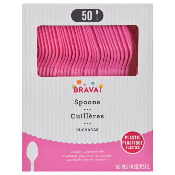 Reusable Plastic Spoons, High Ct. - Bright Pink