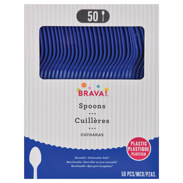 Reusable Plastic Spoons, High Ct. - Bright Royal Blue