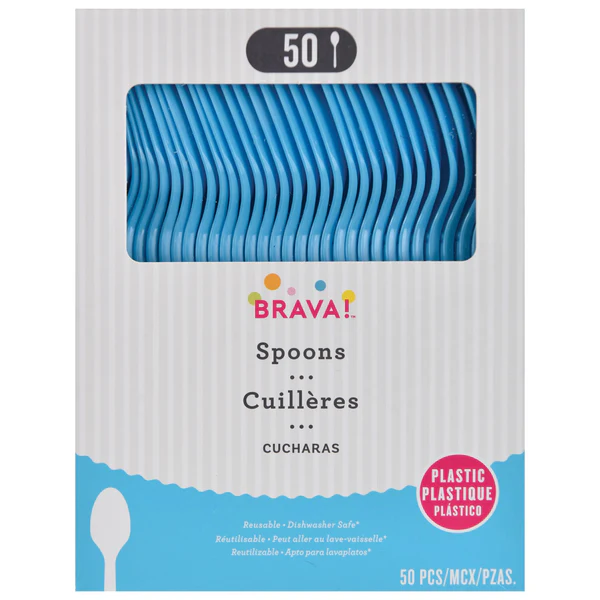 Reusable Plastic Spoons, High Ct. - Caribbean Blue