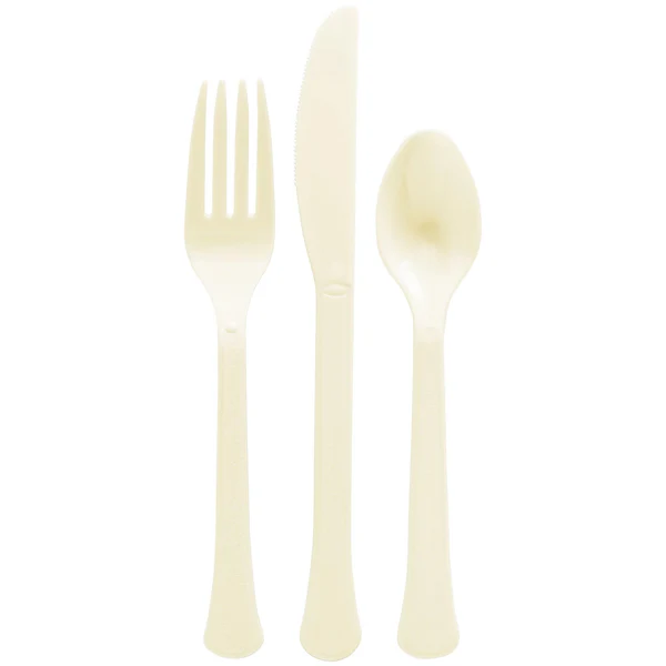 Reusable Plastic Cutlery Assortment, Low Ct. - Vanilla