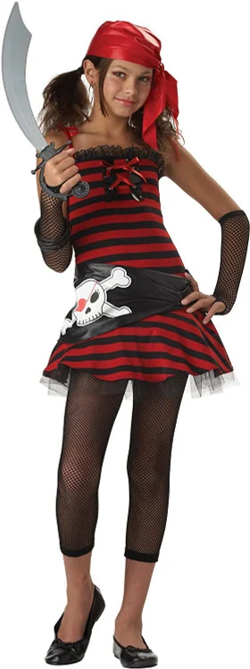 Striped Pirate Cutie Girl's Halloween Costume - Child's Large