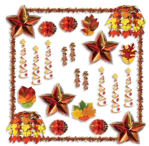 28 Piece Colorful Fall Thanksgiving Reflections Decorating Kit