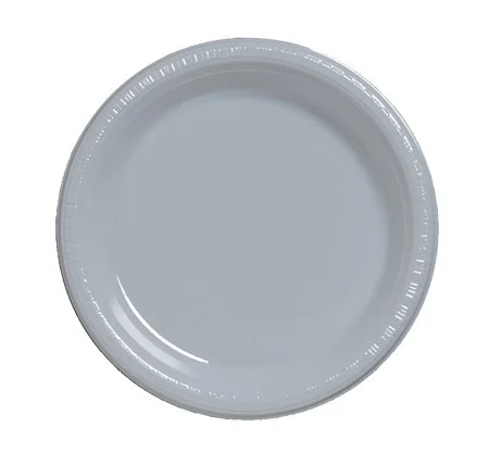 Round Disposable Party Luncheon Plates - 7" - Silver - Club Pack of 240