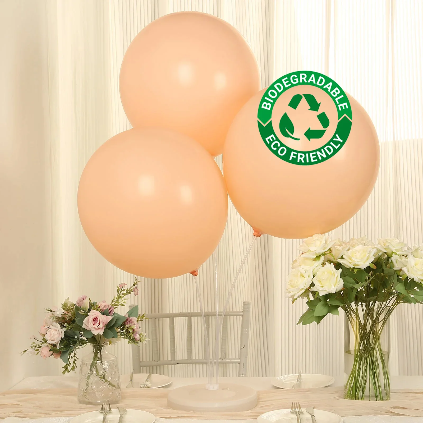 10 Pack Matte Pastel Blush Biodegradable Balloons, Round Eco-friendly Thick Latex Party Balloons - 18"