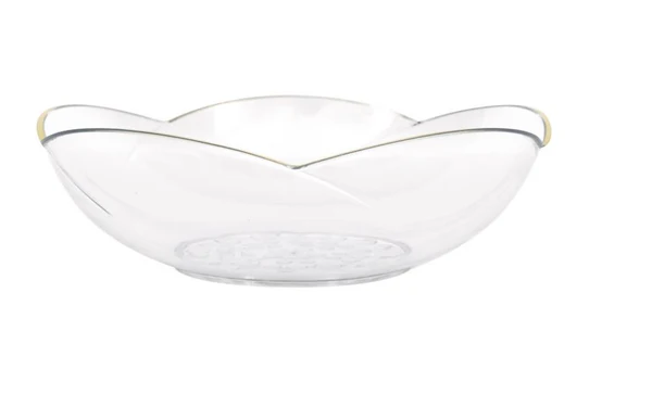 Premier Stylz Clear Scalloped Reusable Plastic 10" Serving Bowl with Gold Foil Rim