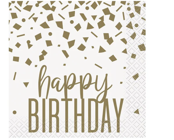 Confetti Gold Birthday Beverage Napkins16ct