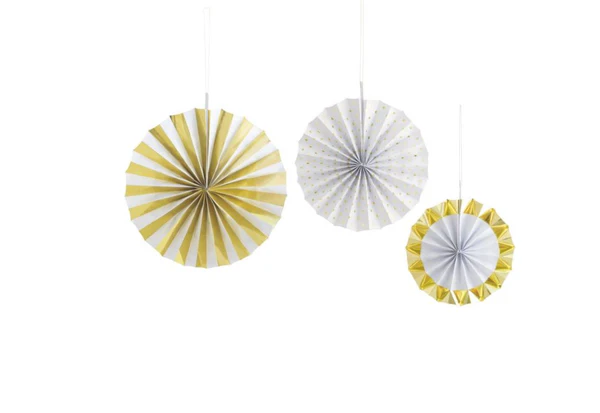 Gold & White Foil Paper Fan Décorations3ct - Assorted