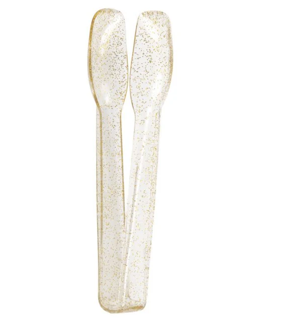 Premier Stylz Gold Glitter Plastic Serving Tongs