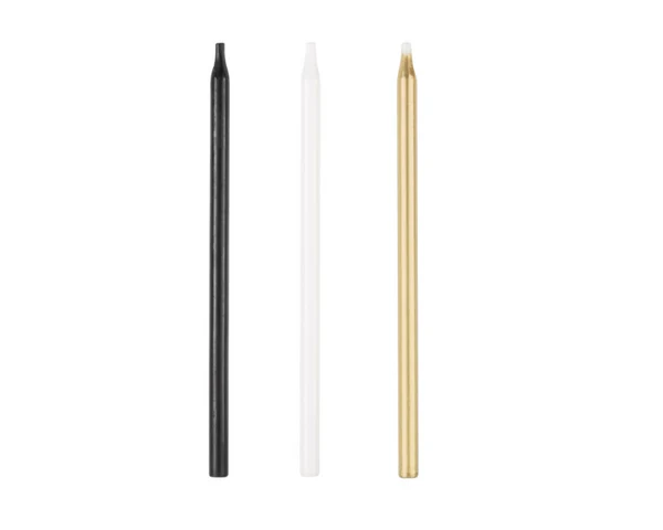 BlackGold& White Assorted 5" Birthday Candles20ct