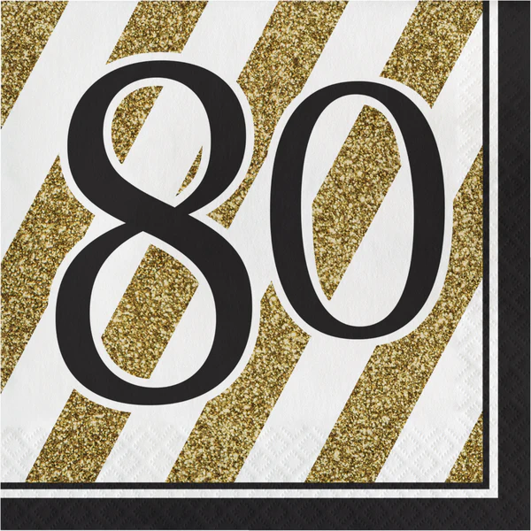 Black and Gold 80 Luncheon Napkins