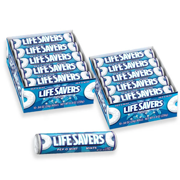 LIFESAVERS HARD CANDY ROLL IN DISPLAY-PEP-O-MINT