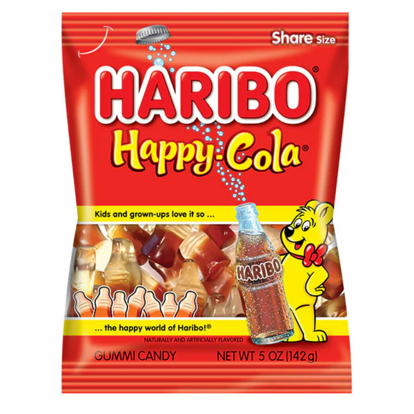HARIBO PEG BAG - HAPPY COLA BOTTLES