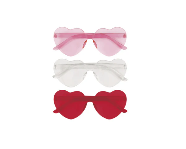 Assorted RedPink & White Heart Shaped Novelty Glasses3ct