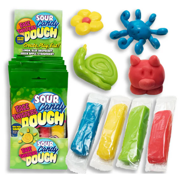 FACE TWISTERS SOUR CANDY DOUGH PEG BAG