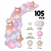 Star Theme Balloon Garland Set 16ft - Rose Gold & Lavender
