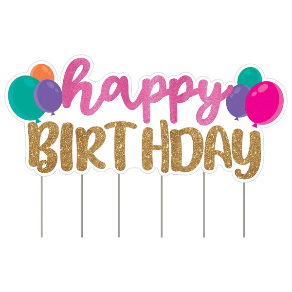 Birthday Glitter Yard Sign - Girl