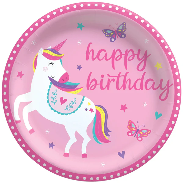 Unicorn Birthday 8 1/2" Plates