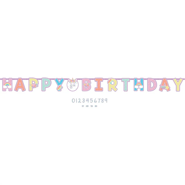 Unicorn Party Jumbo Add-An-Age Letter Banner