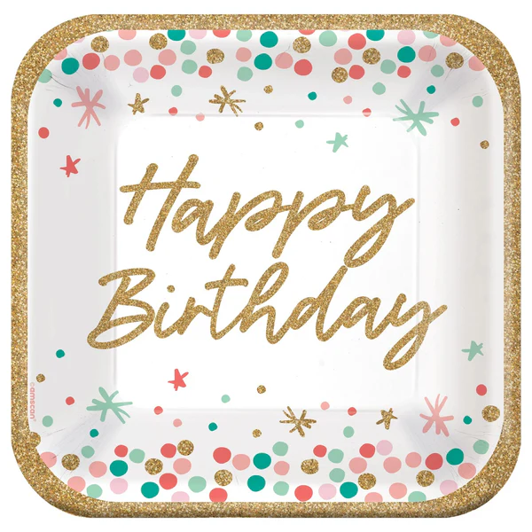 Wish Big Birthday Square Dinner Plates