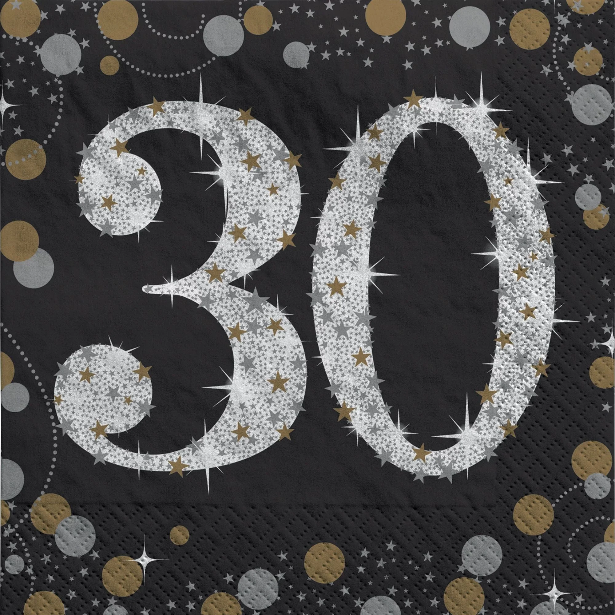30th Sparkling Celeb Small Beverage Napkins, 16 Count