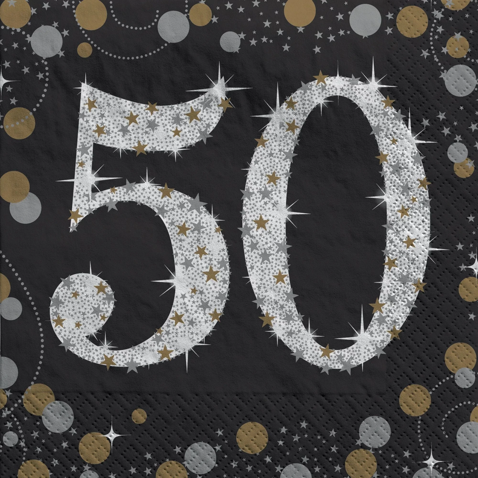 50th Sparkling Celeb Small Beverage Napkins, 16 Count